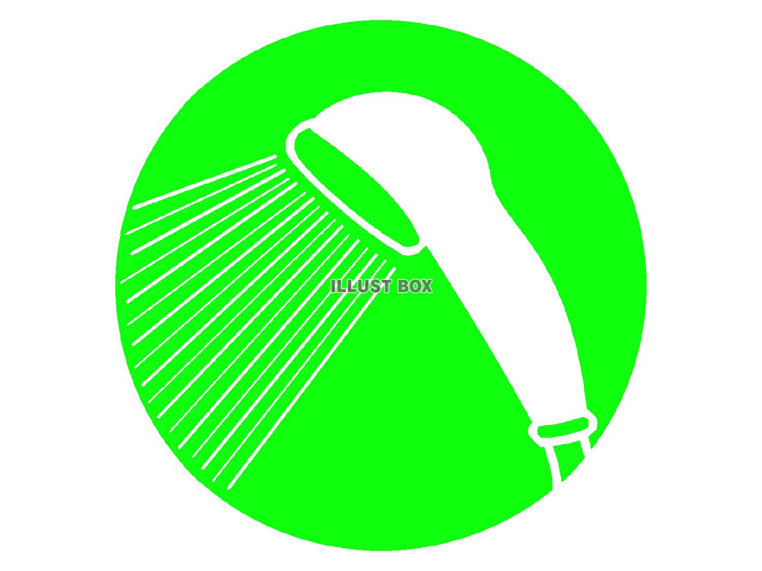 緑色のシャワーヘッドのシルエットアイコン