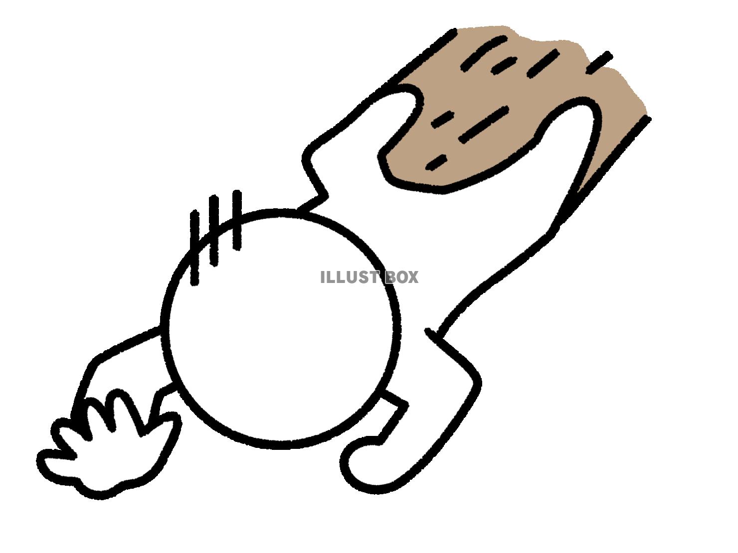 うつ伏せになって助けを求める棒人間