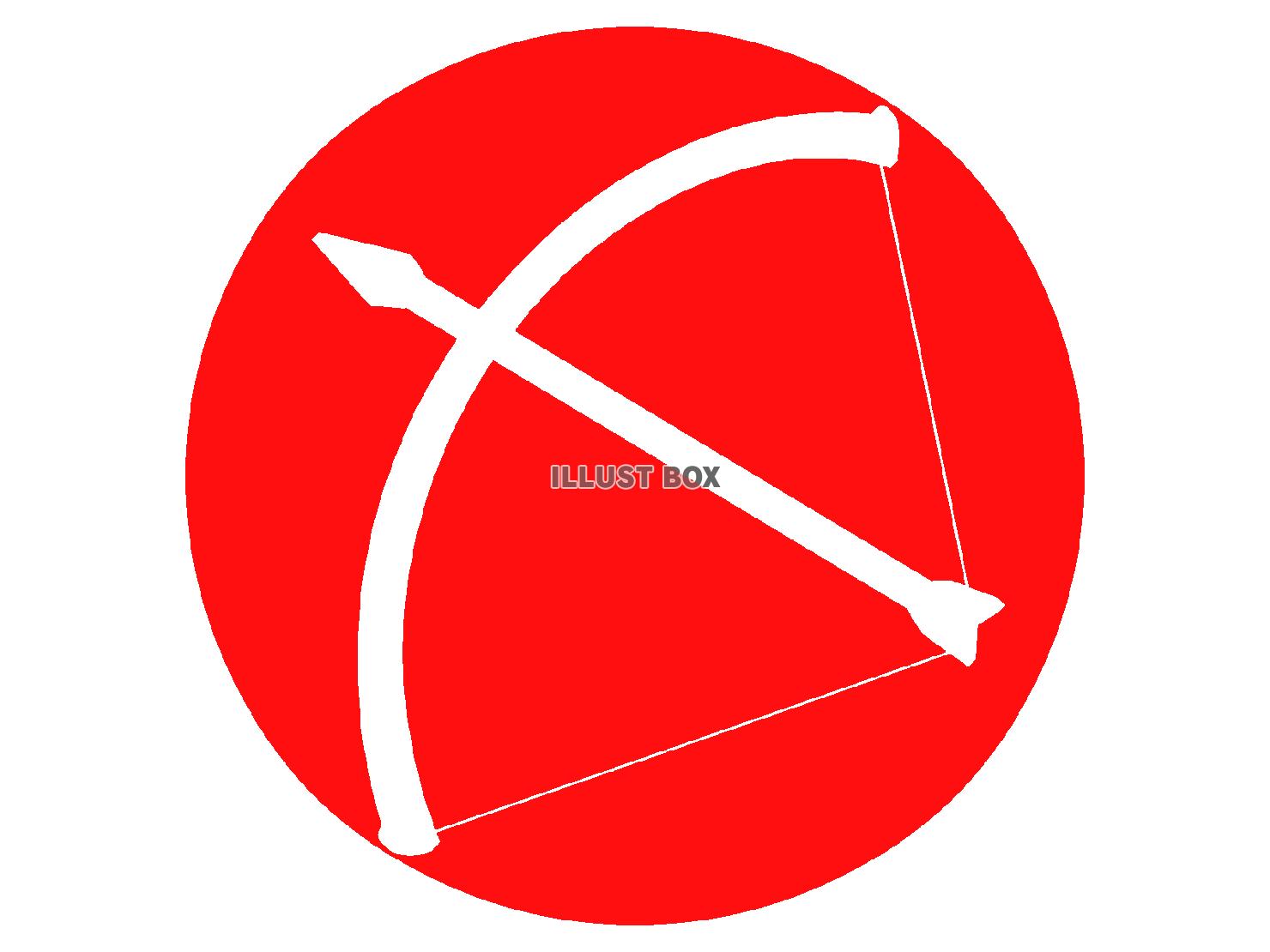 赤色の弓矢のシルエットアイコン