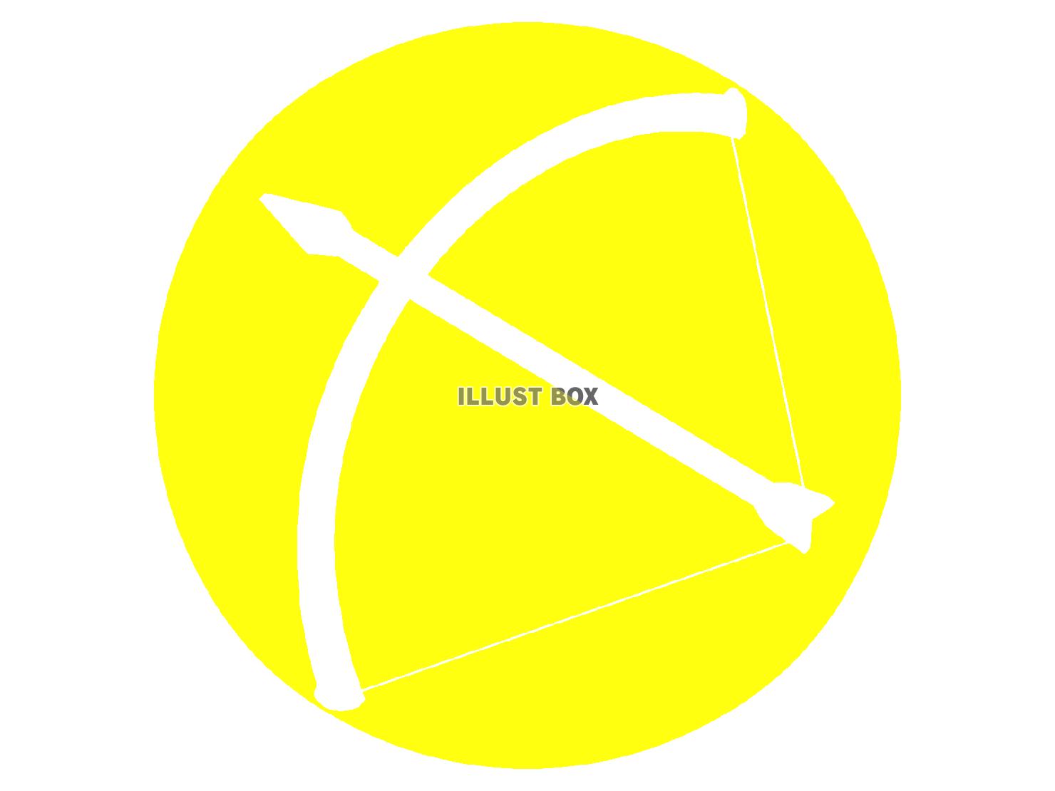 黄色の弓矢のシルエットアイコン