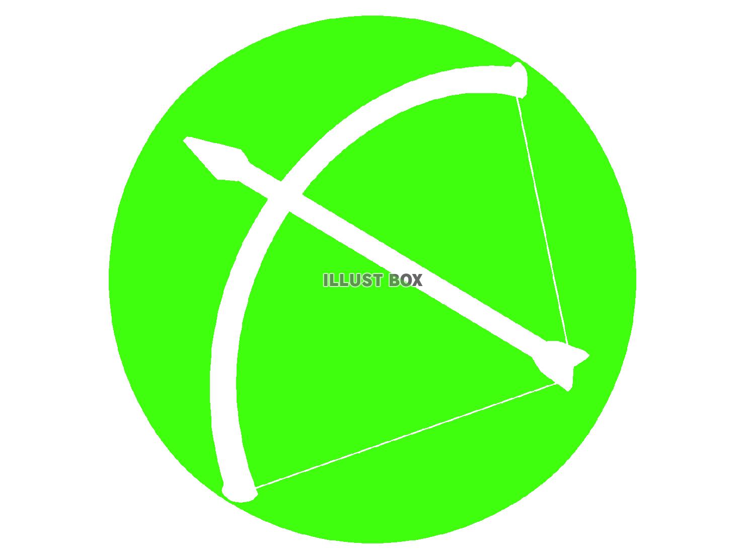 緑色の弓矢のシルエットアイコン