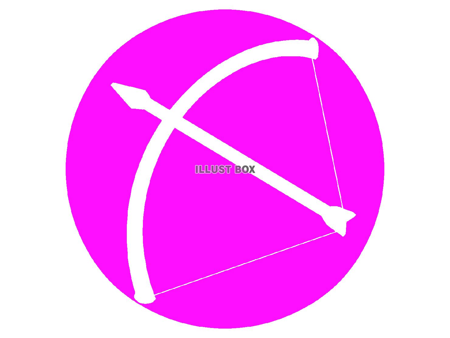 紫色の弓矢のシルエットアイコン