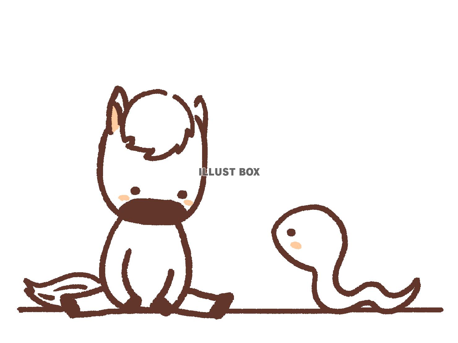 話をする馬とヘビのイラスト