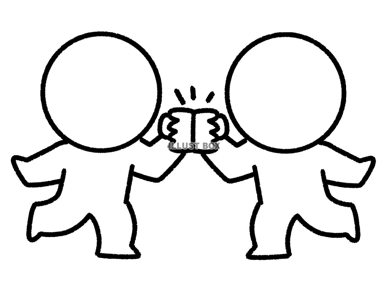 グータッチをする棒人間