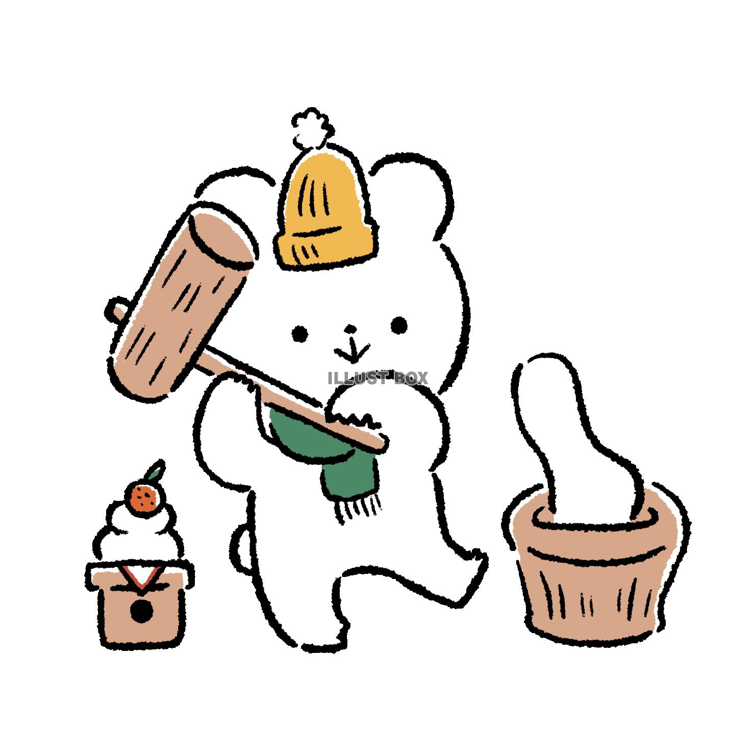 もちつきをするくま