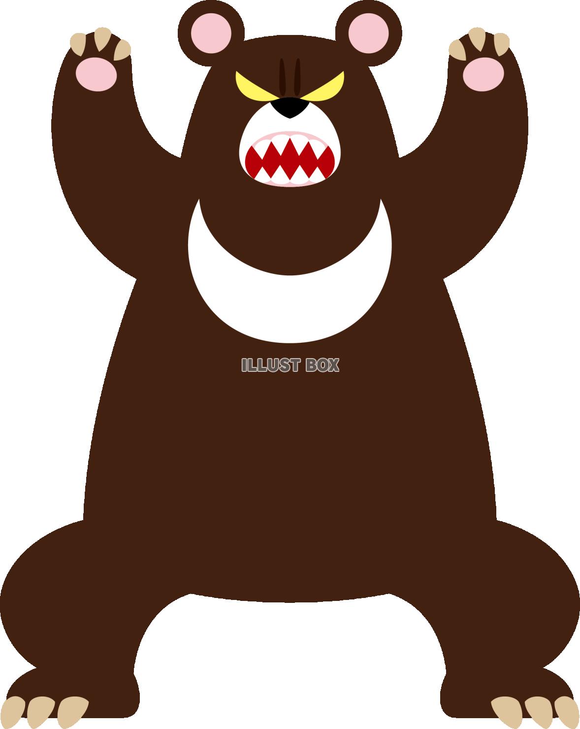 怒って威嚇するクマのキャラクター