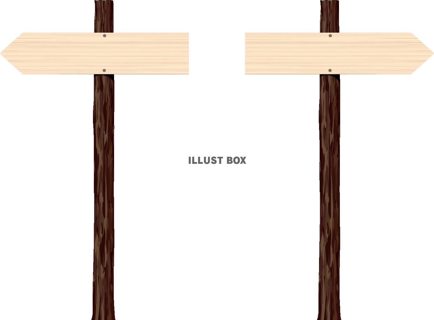 素朴な木製の道案内の標識　フレームセット