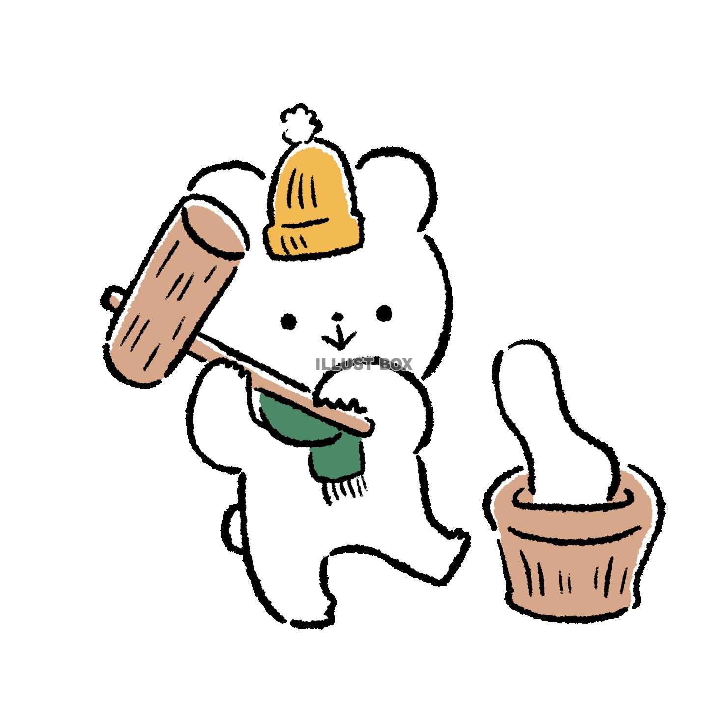 もちつきをするくま2