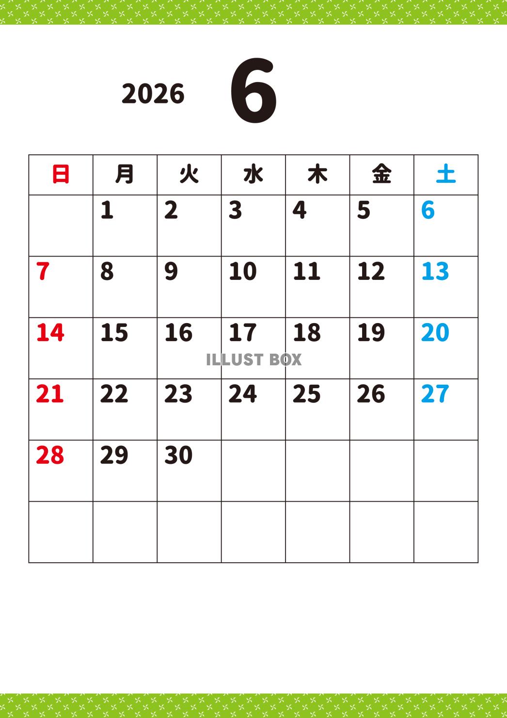 6_2026年月間カレンダー_6月・風車