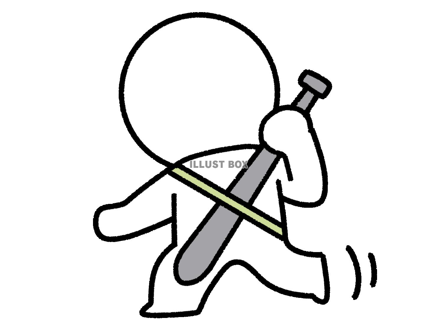 バットを隠しながら進む棒人間