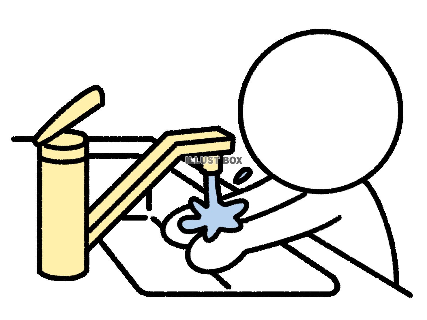 浄水器で手を洗う棒人間