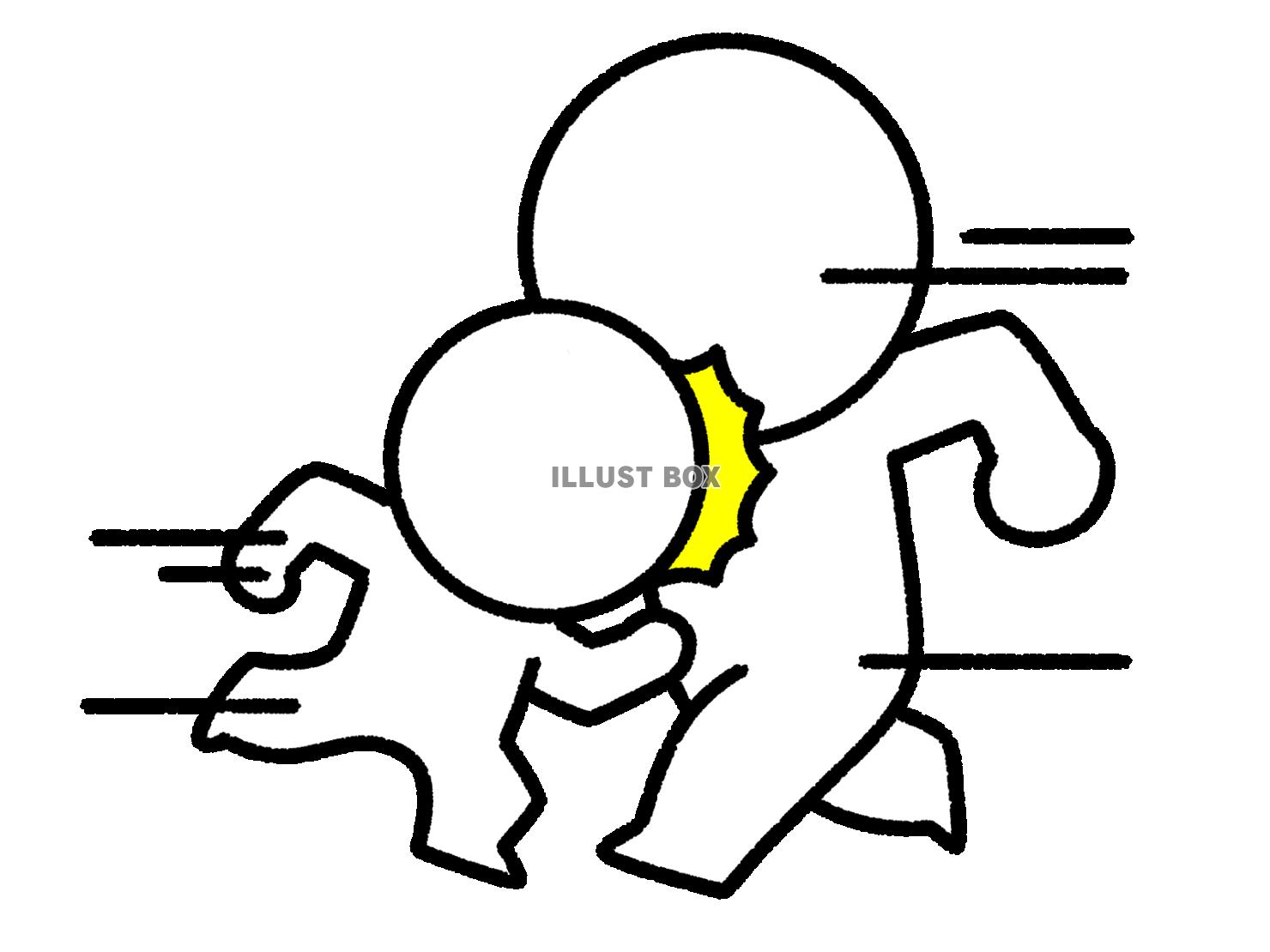 子供にぶつかる棒人間