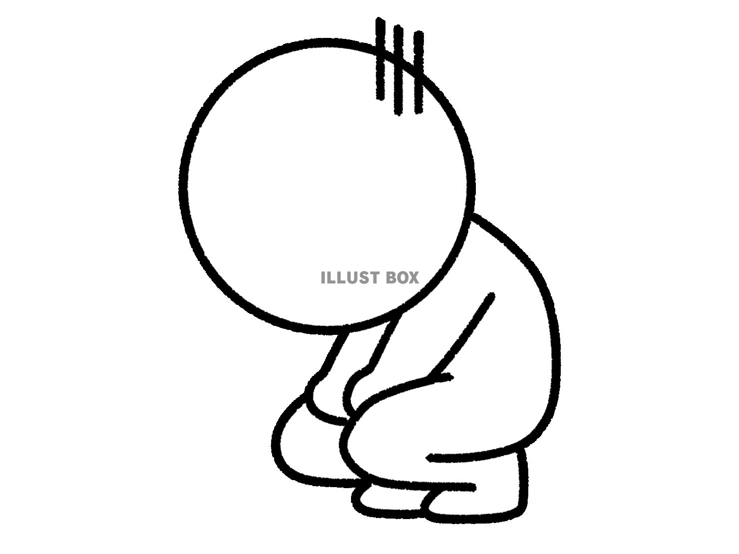 しゃがんで落ち込む棒人間