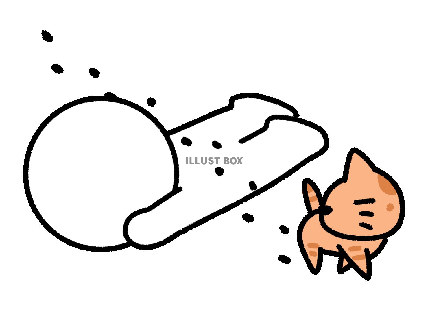 猫の通り道に倒れる棒人間