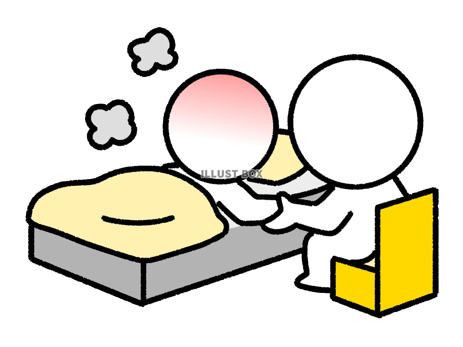 病気の人の手を握る棒人間