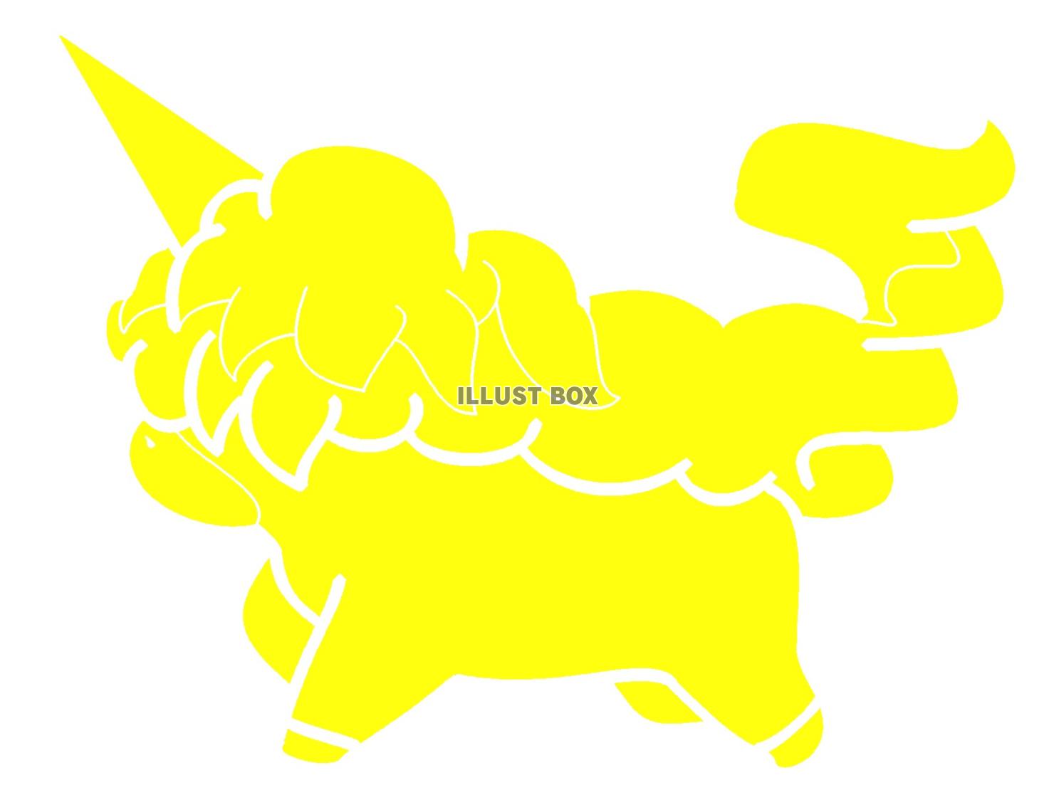 黄色のユニコーンのシルエット