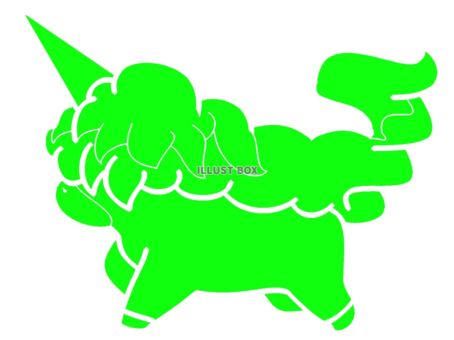 緑色のユニコーンのシルエット