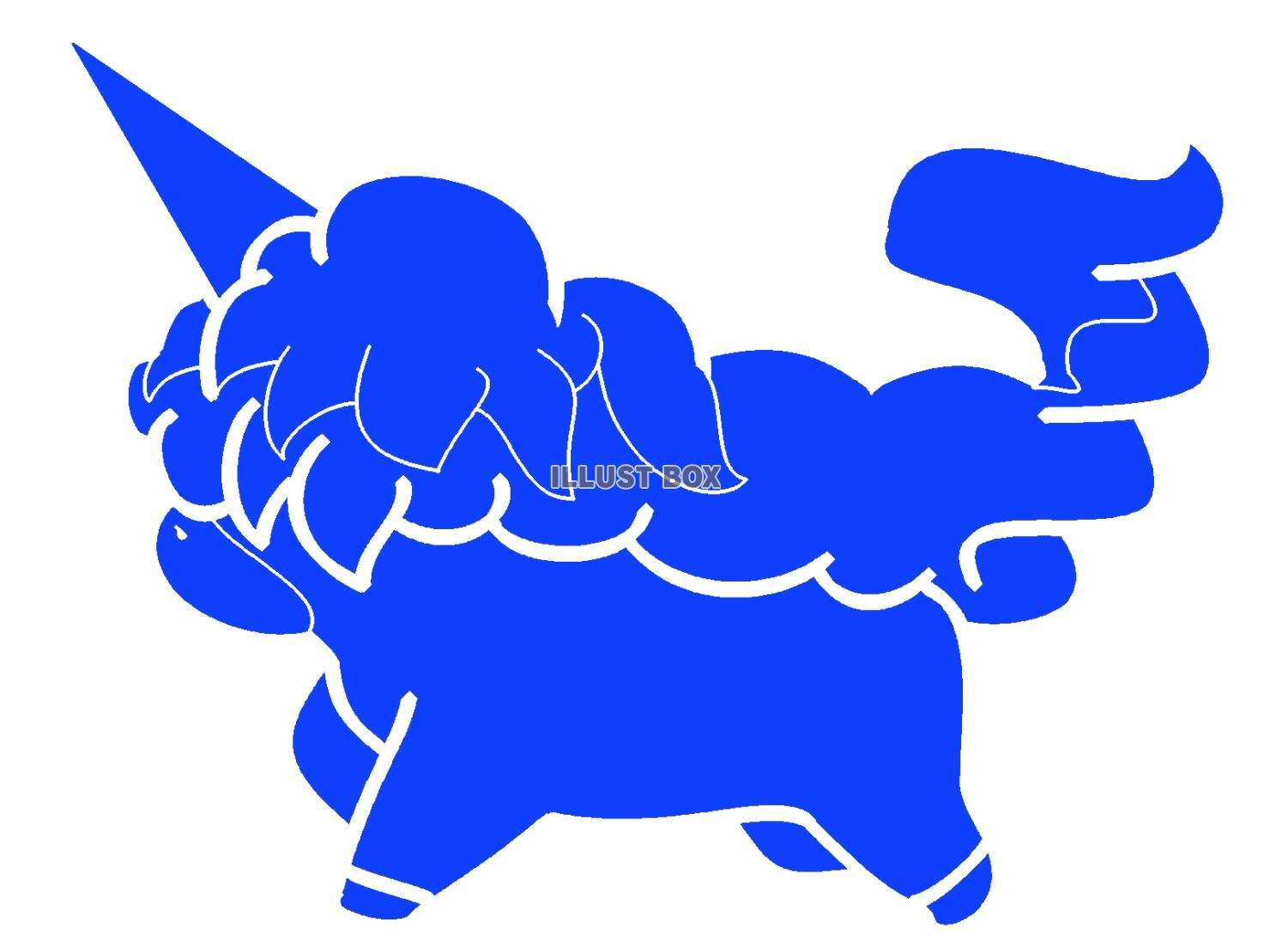 青色のユニコーンのシルエット