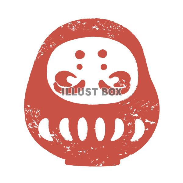 コロッとした版画風だるまイラスト