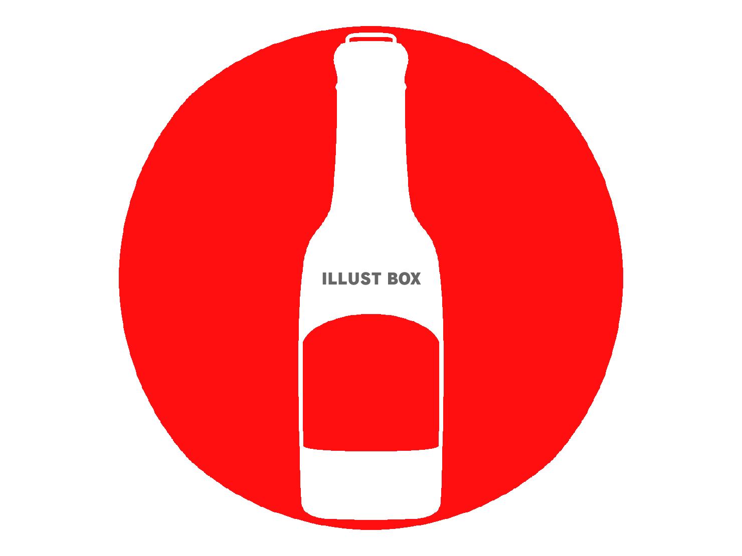 赤色のビール瓶のシルエットアイコン