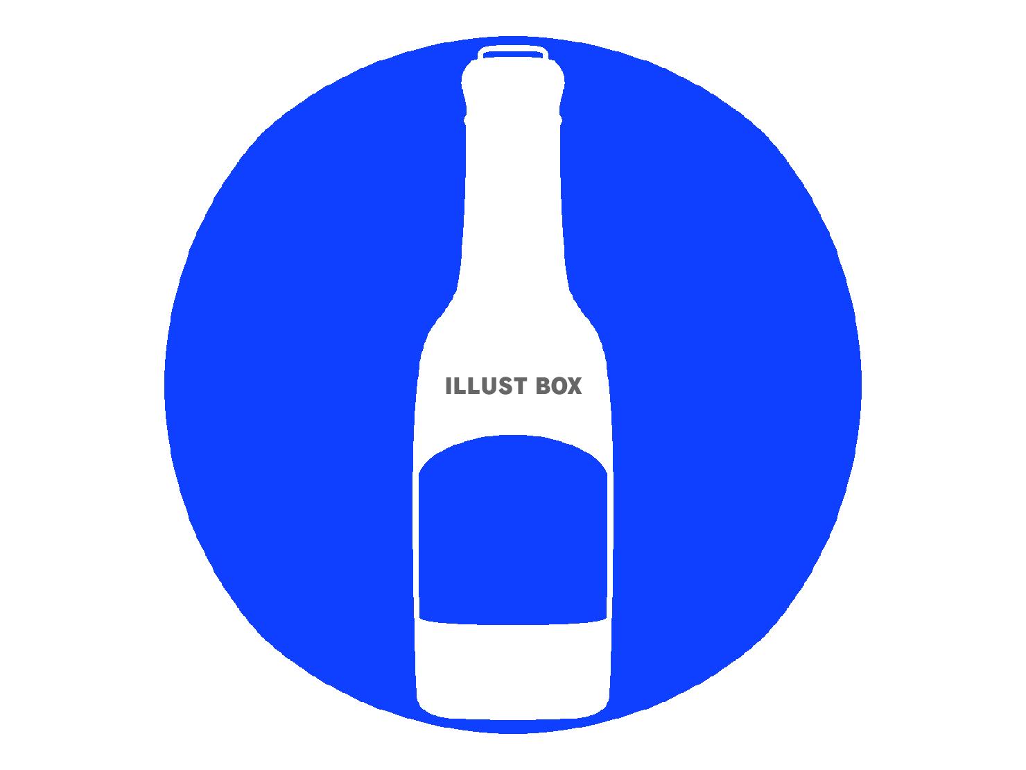 青色のビール瓶のシルエットアイコン