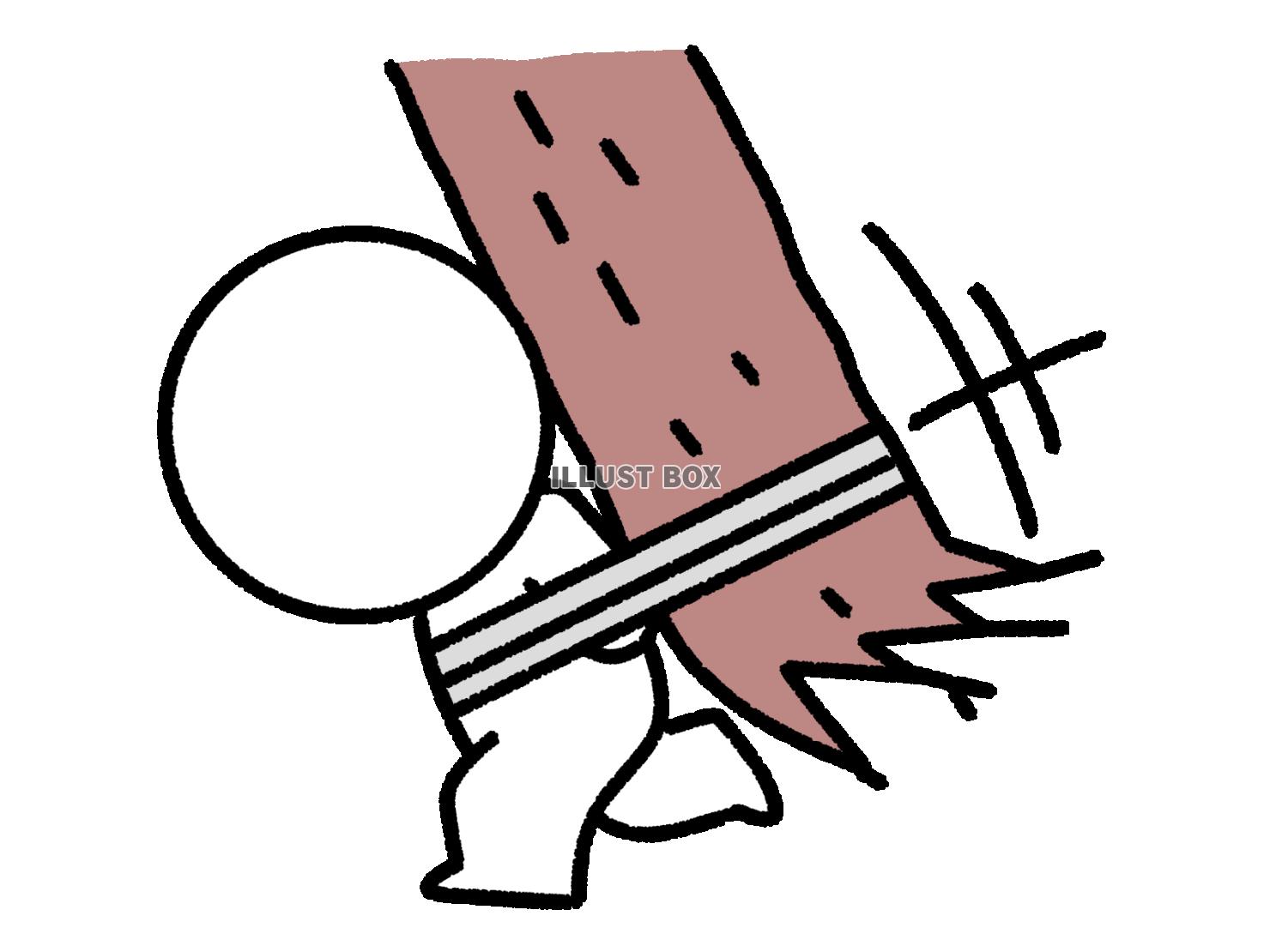 木を引っこ抜いて走るロープで縛られた棒人間