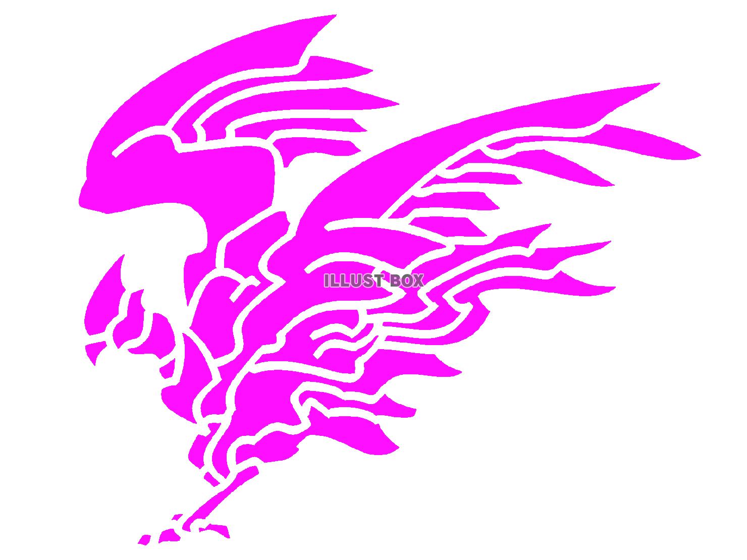 紫色の翼を広げる鳥シルエット