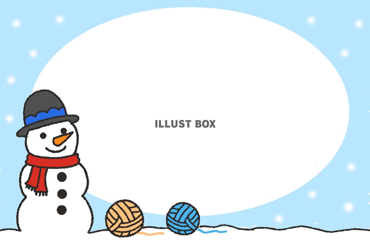 スノーマン毛糸フレーム　透過png