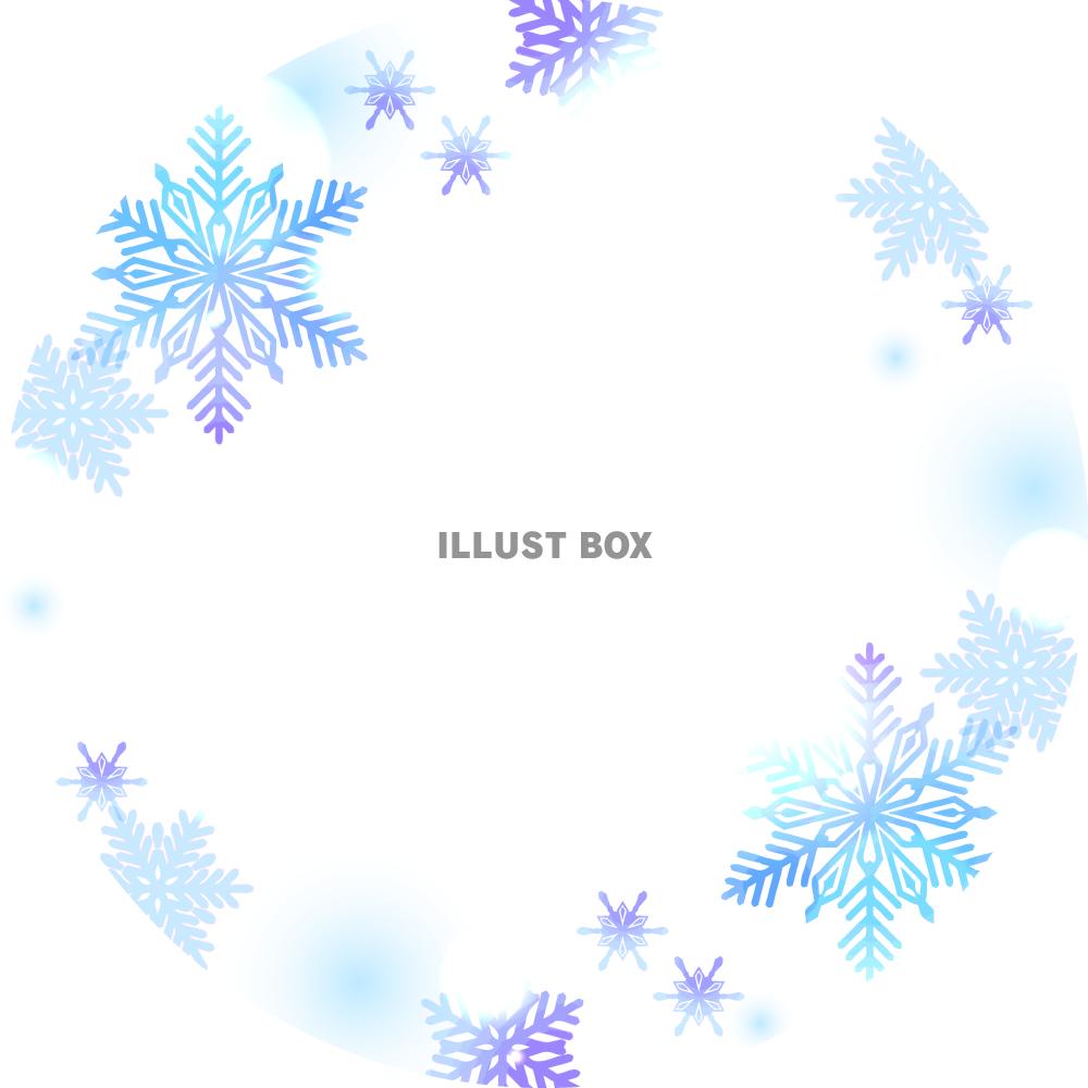 雪もようの円型フレーム