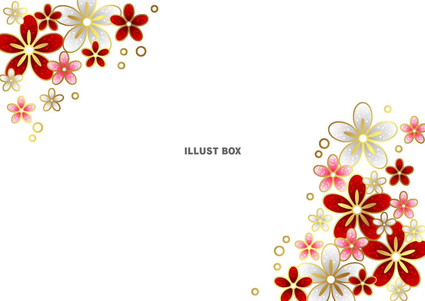 桜、文様花、春、宝石、螺鈿、赤