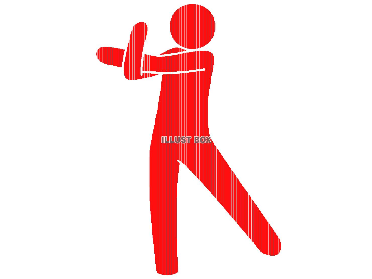 赤色のストレッチするピクトグラム