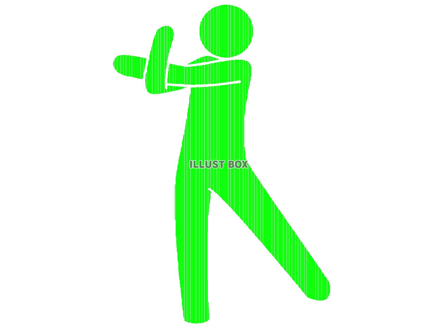 緑色のストレッチするピクトグラム