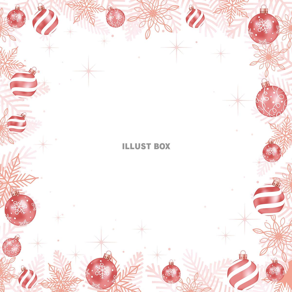 クリスマスボールのテキストスペース付きフレームイラスト