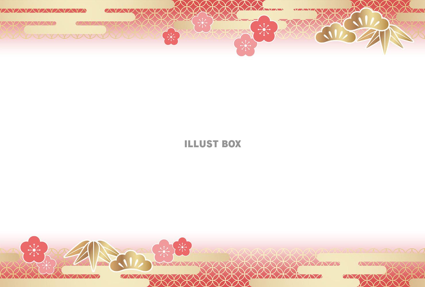 シームレスな和柄フレームの年賀状テンプレート