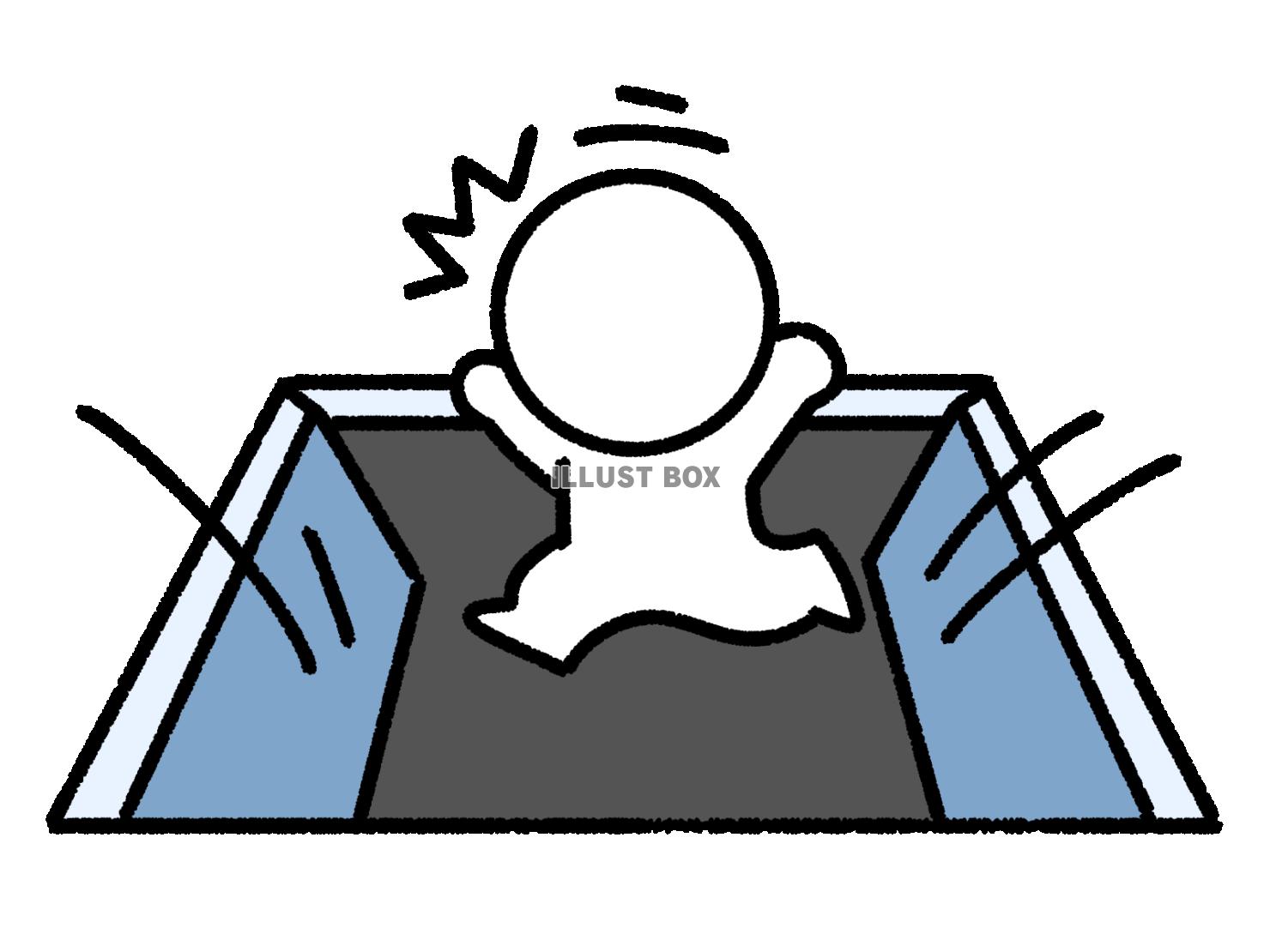 落とし穴の罠にはまる棒人間