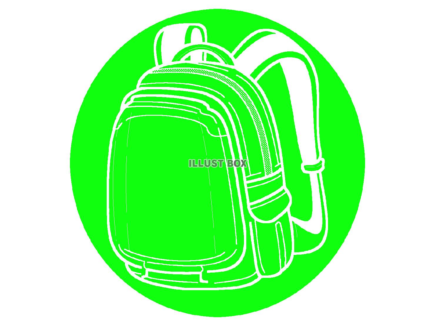 緑色のリュックのシルエットアイコン