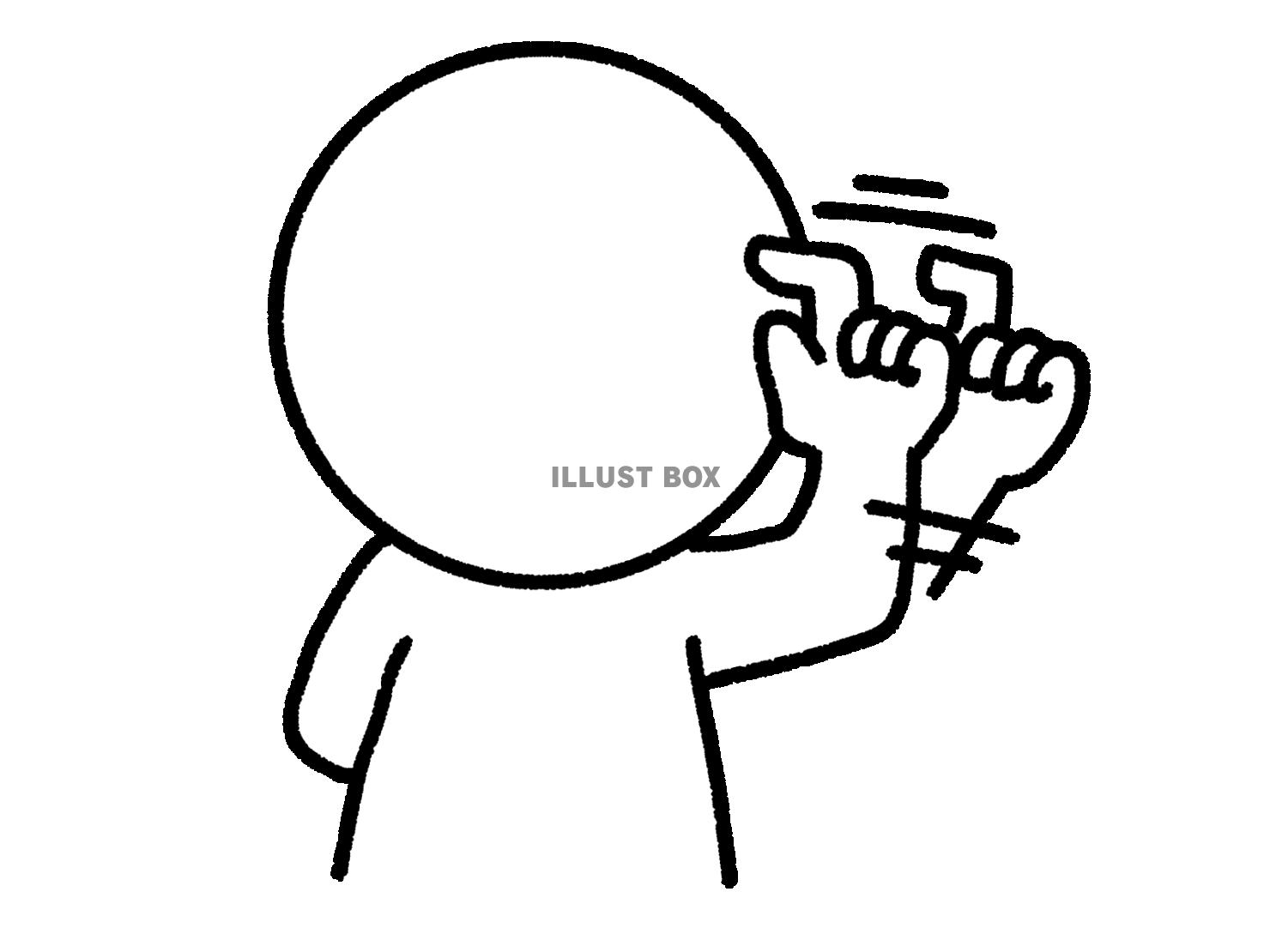 頭をトントンして賢さをアピールする棒人間