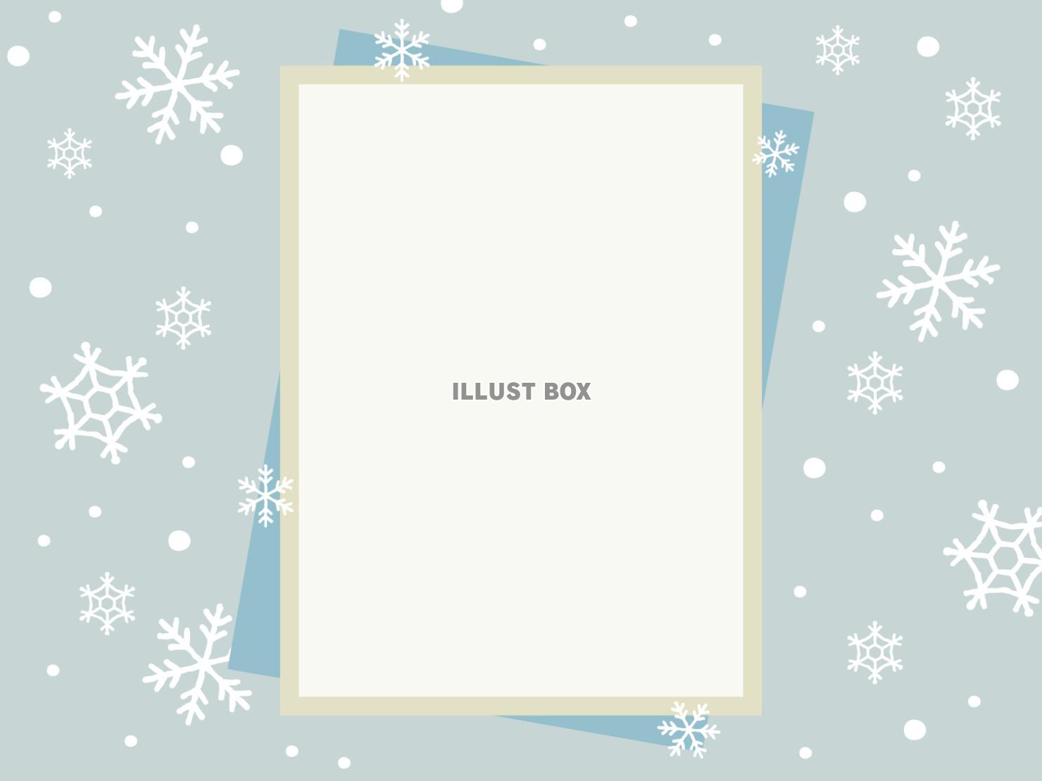 雪の結晶の背景とシンプルなフレーム 青