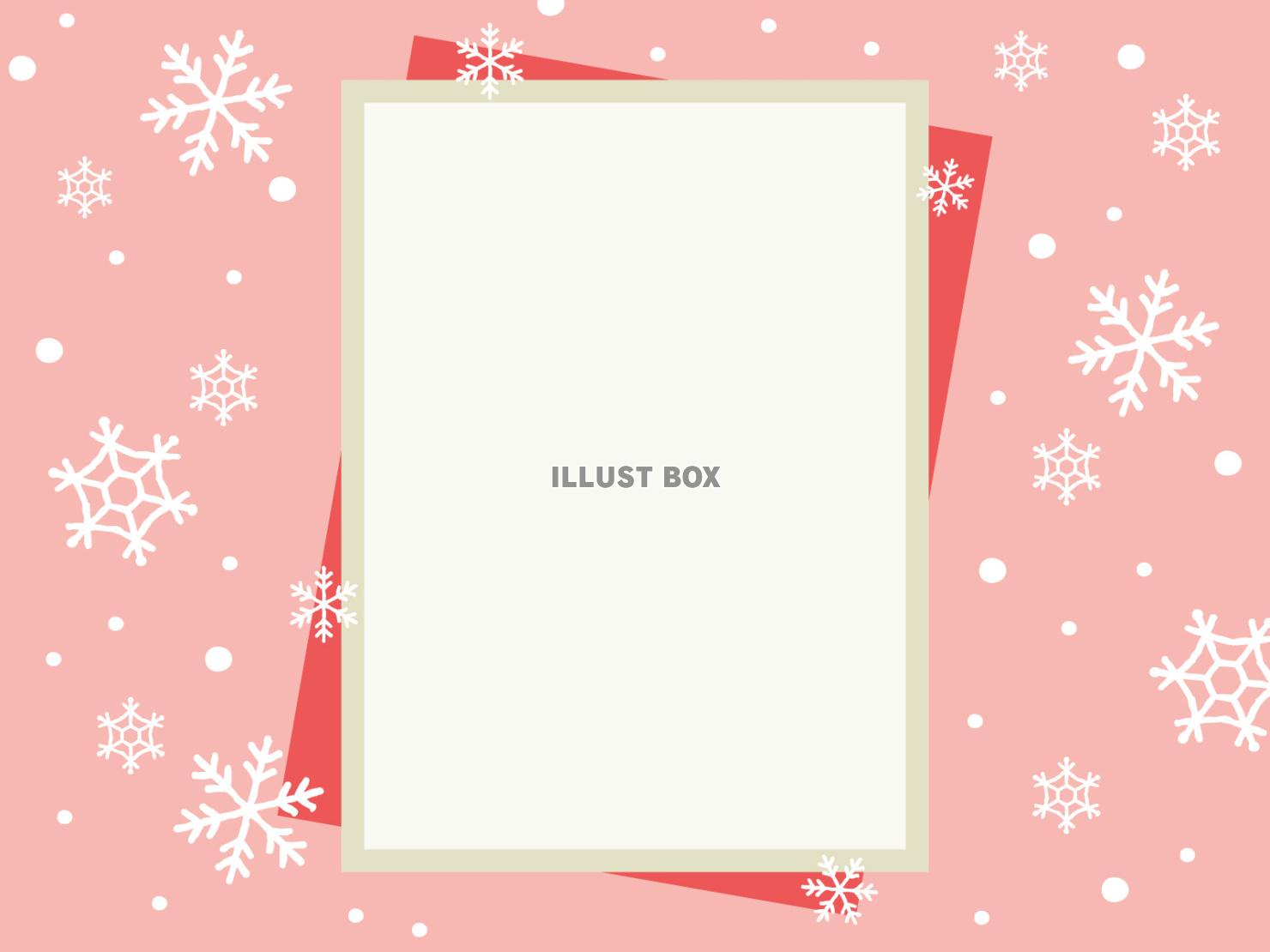 雪の結晶の背景とシンプルなフレーム ピンク