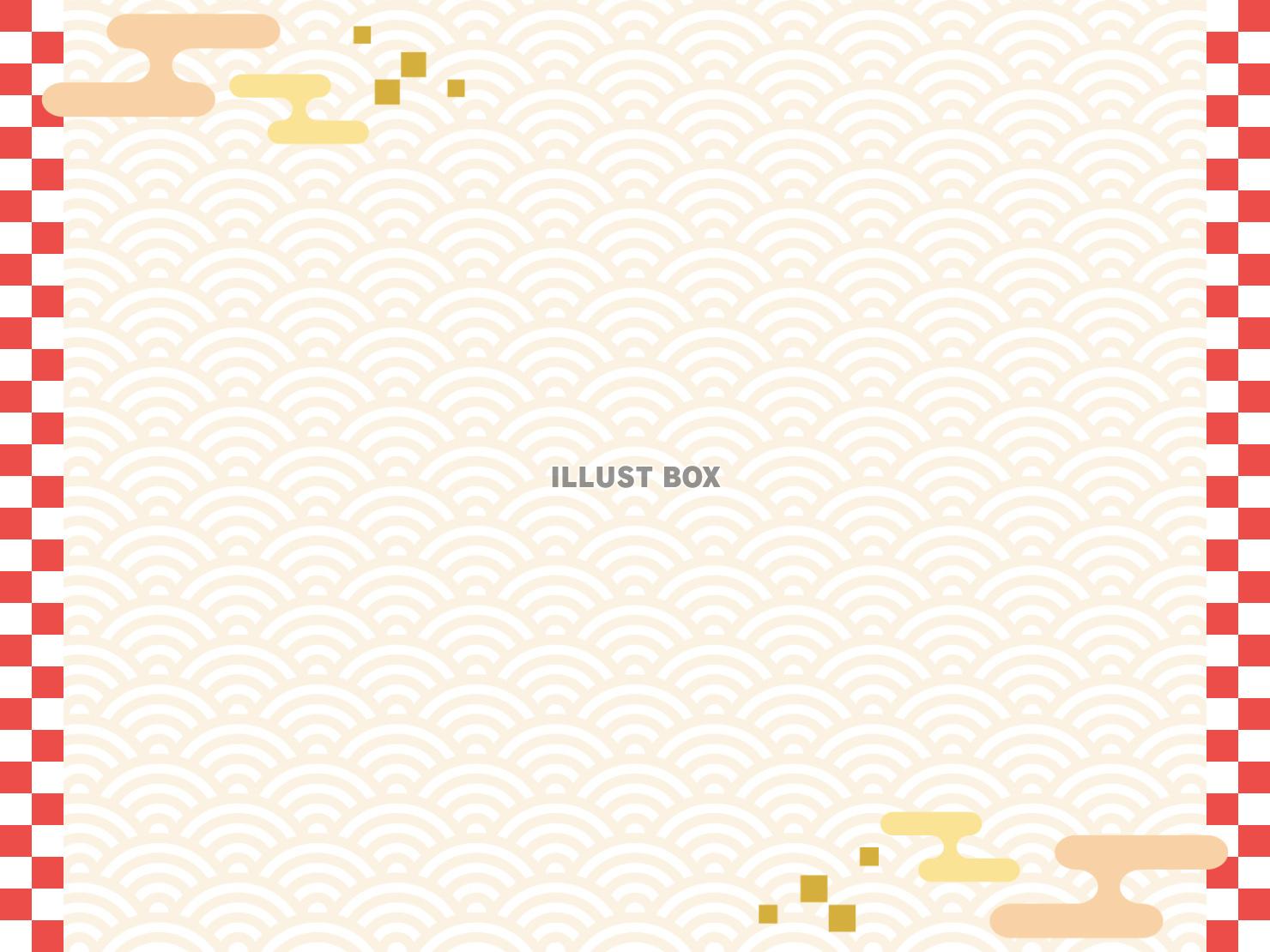 おしゃれな和柄の背景フレーム（赤）