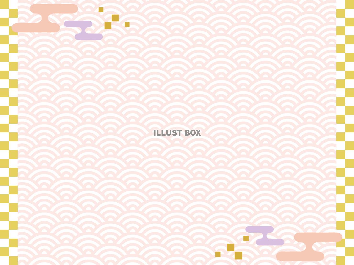 おしゃれな和柄の背景フレーム（ピンク）