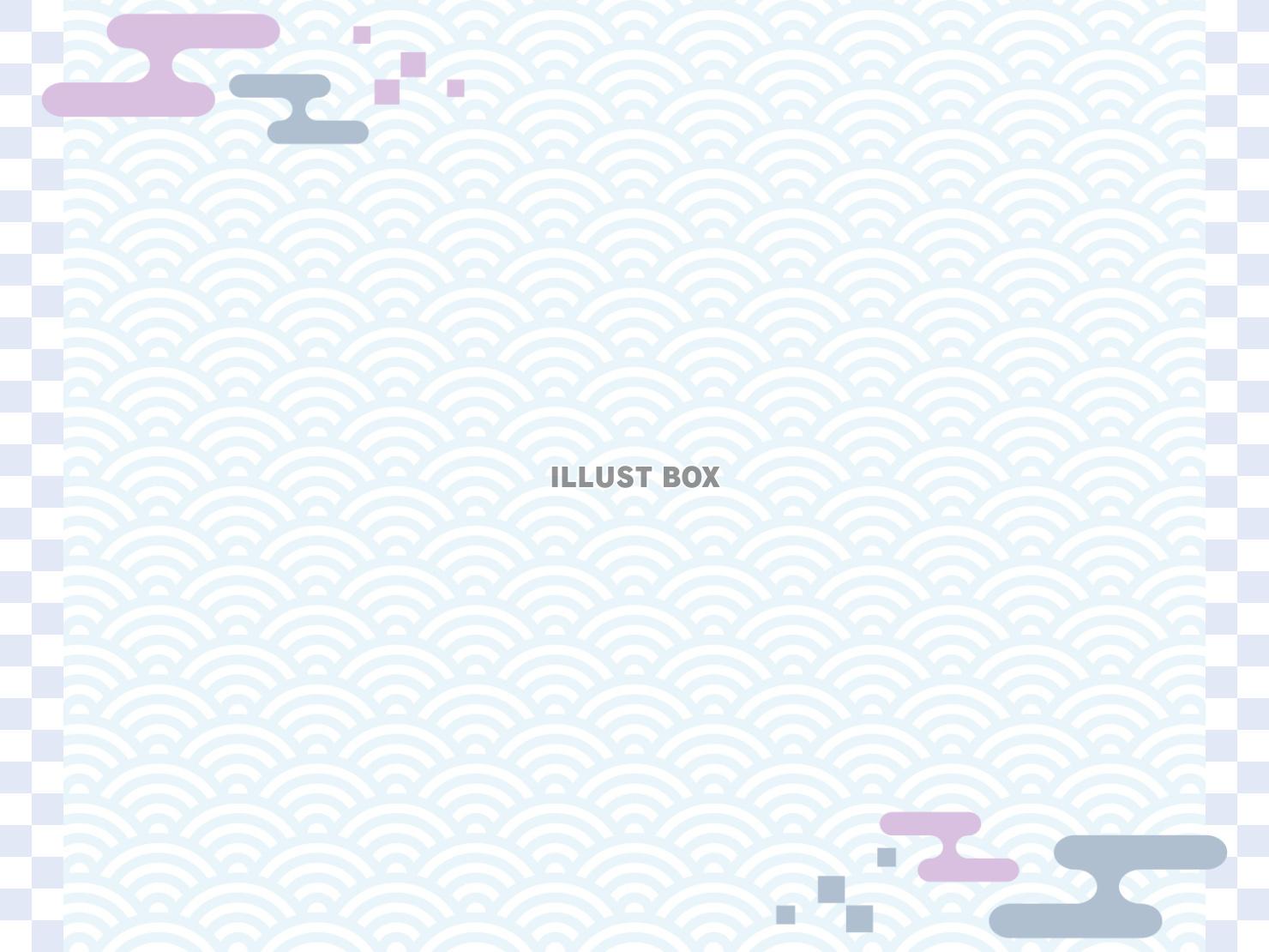 おしゃれな和柄の背景フレーム（青）