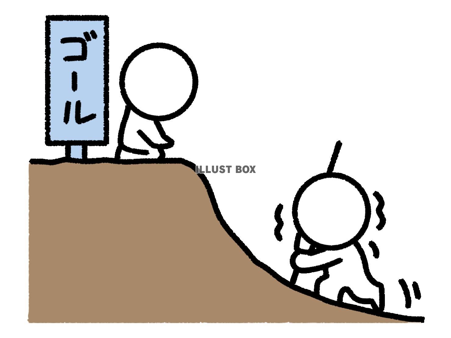 ボロボロになりながらゴールを目指す棒人間