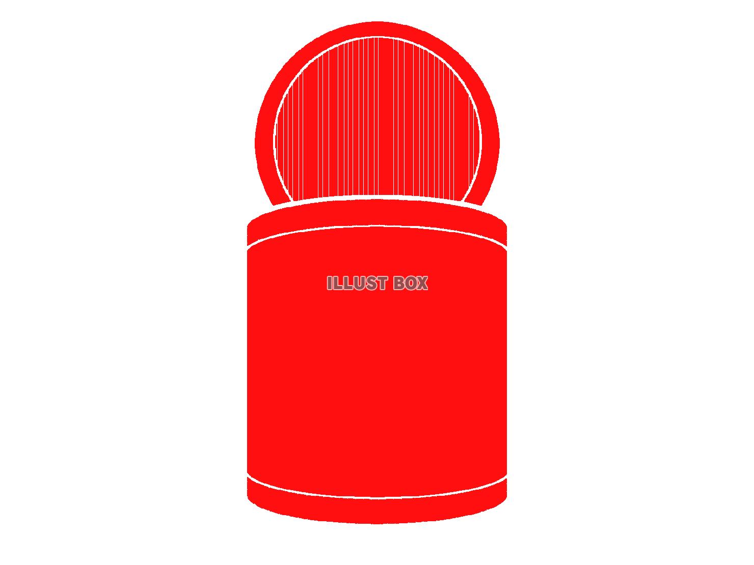 赤色の蓋が開いた缶詰のシルエット