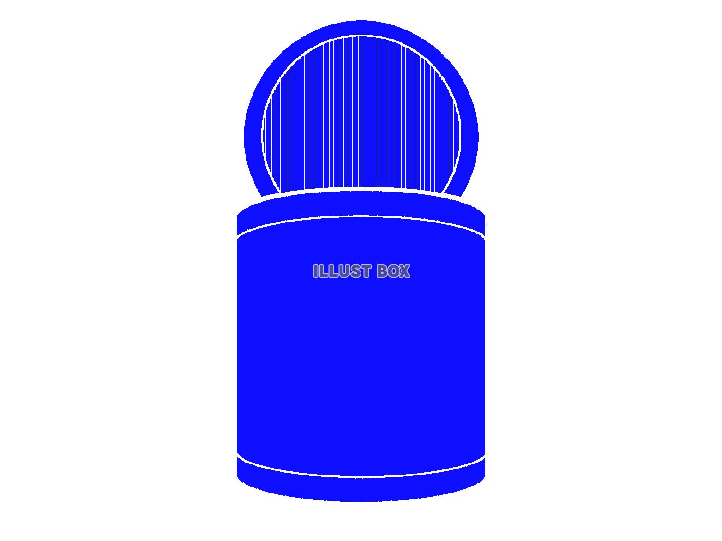 青色の蓋が開いた缶詰のシルエット