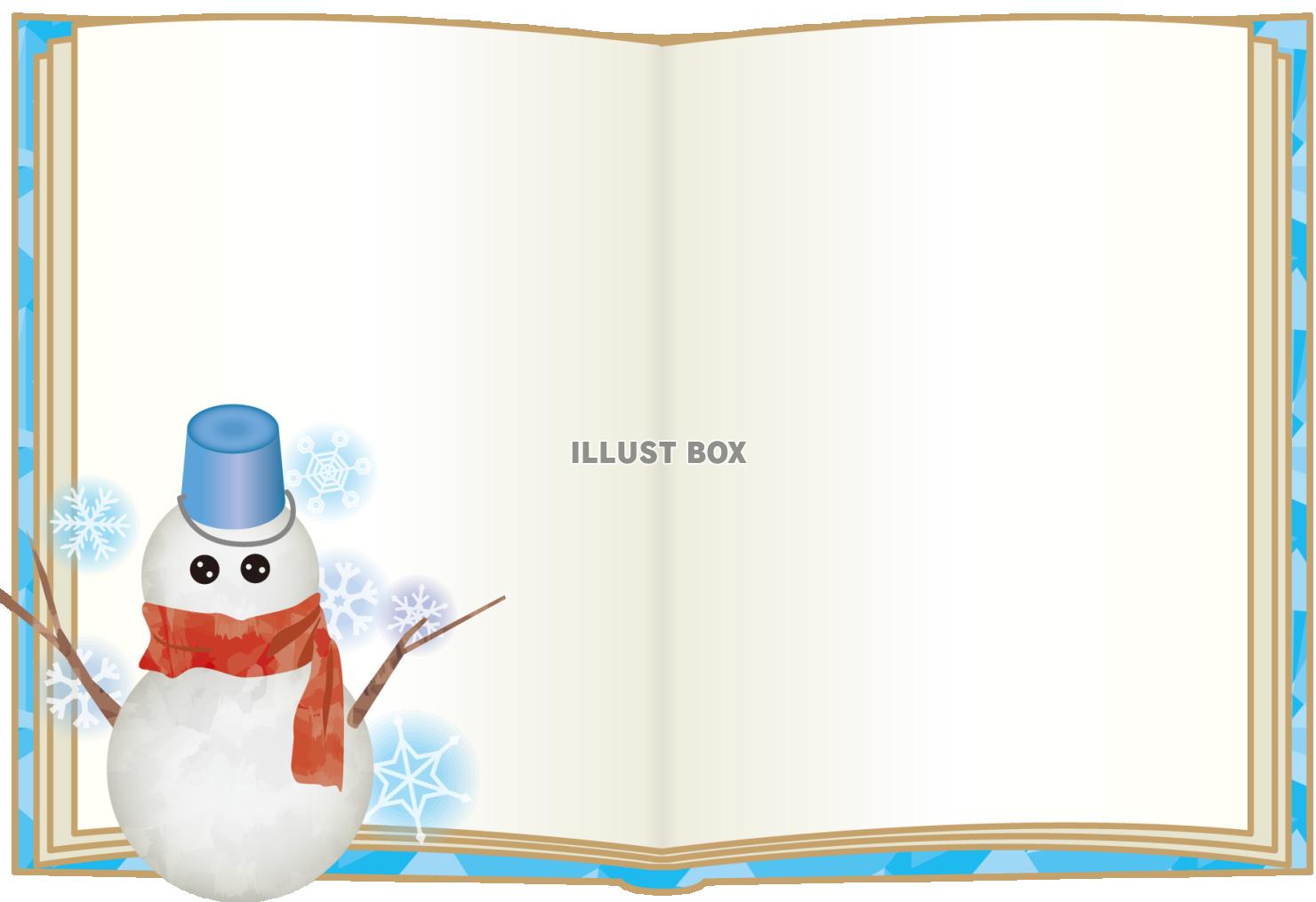 本のフレーム　雪だるま（透過PNG）EPSはCS2