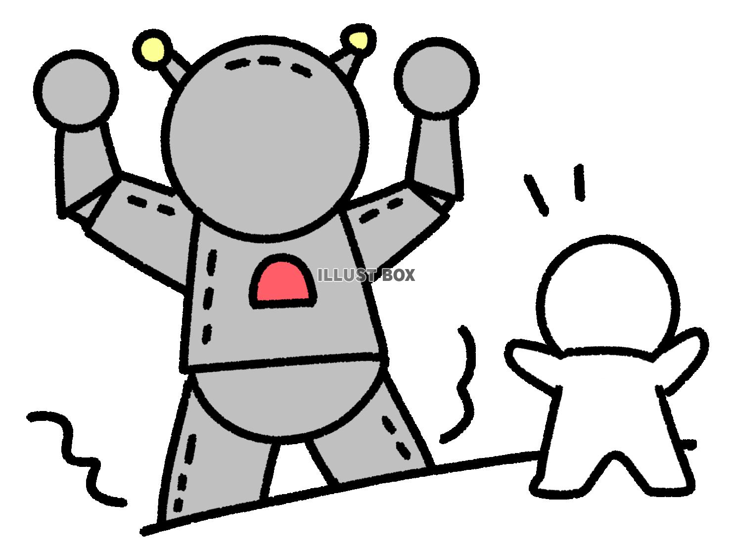 巨大ロボと棒人間