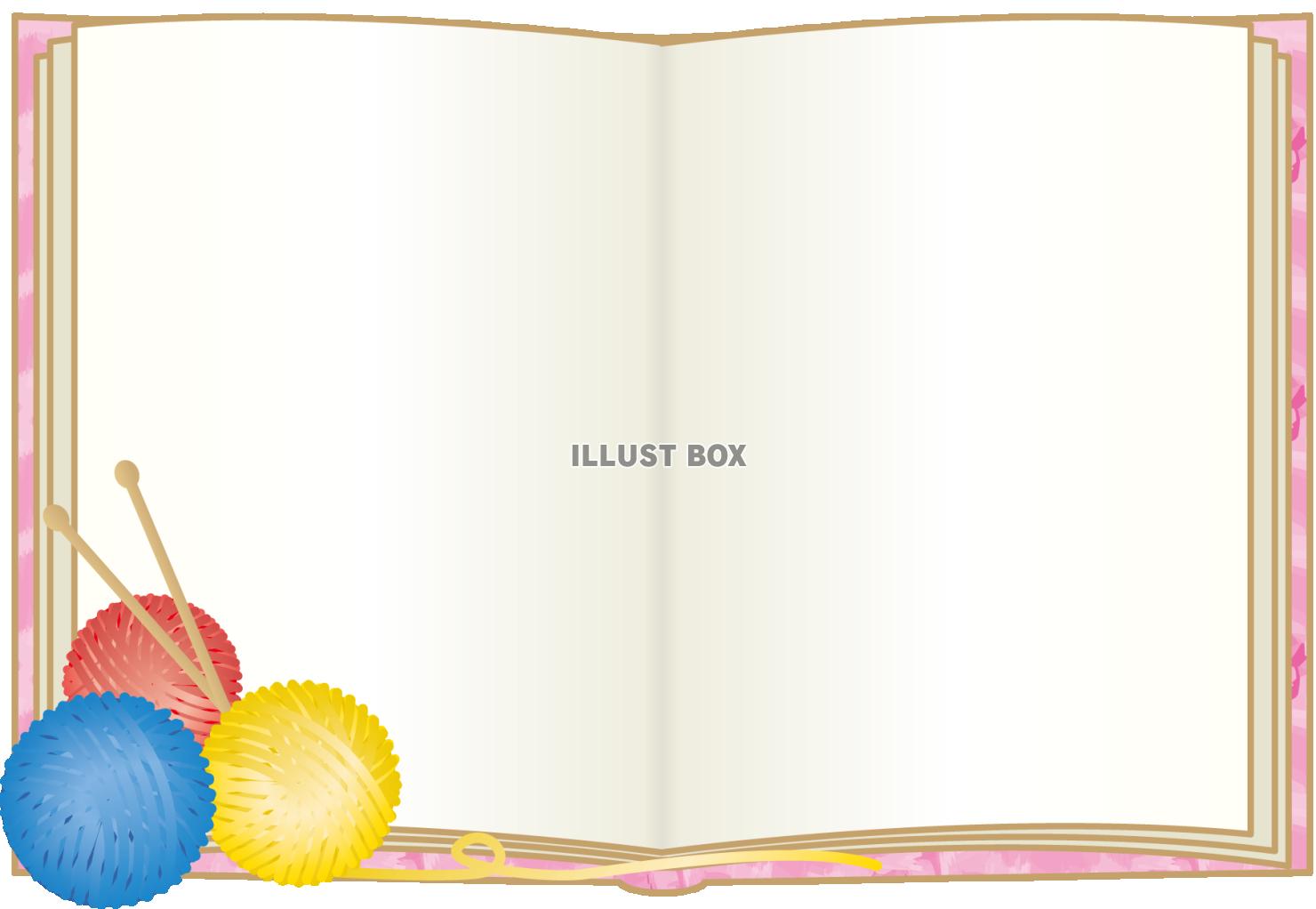 本のフレーム　毛糸玉（透過PNG）EPSはCS2