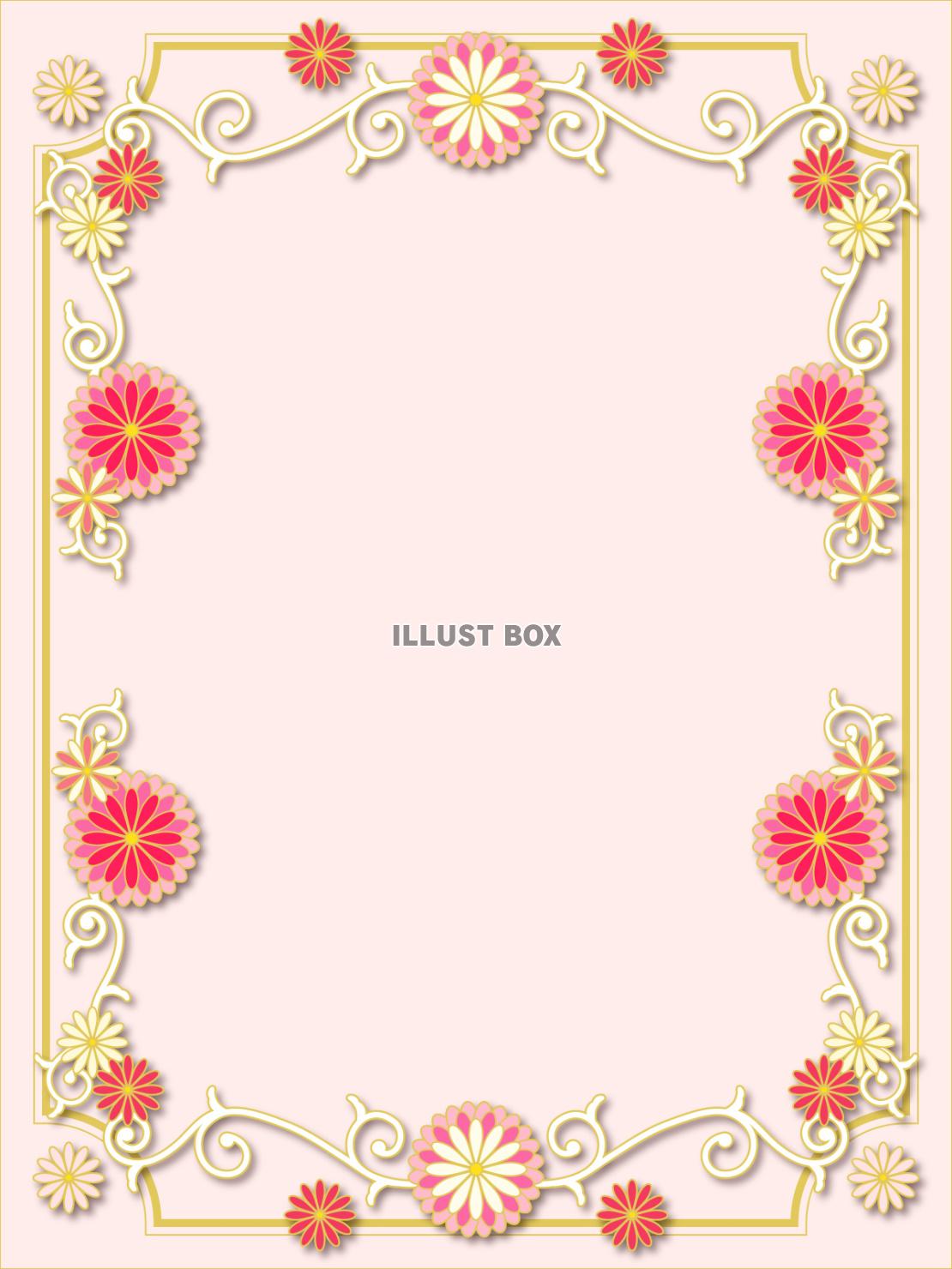 かわいい花もようのフレーム装飾