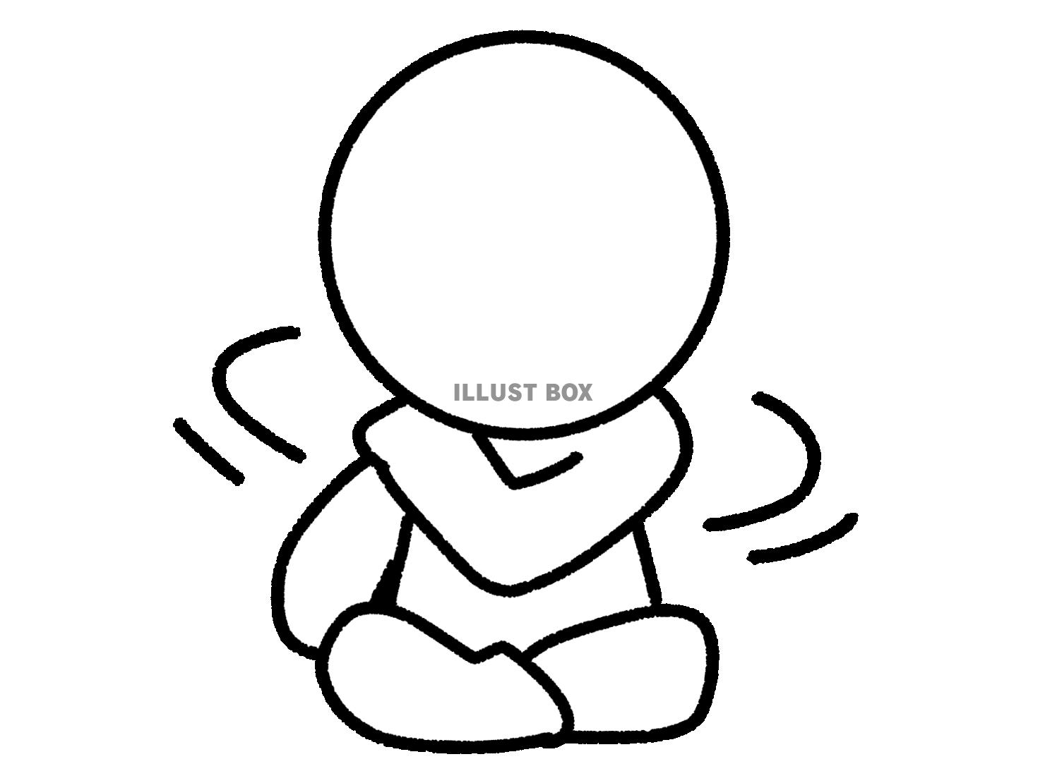 肩に手を当てて身体をねじる棒人間